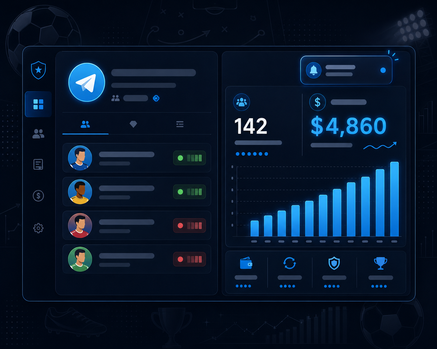 VIP tipster channel management dashboard