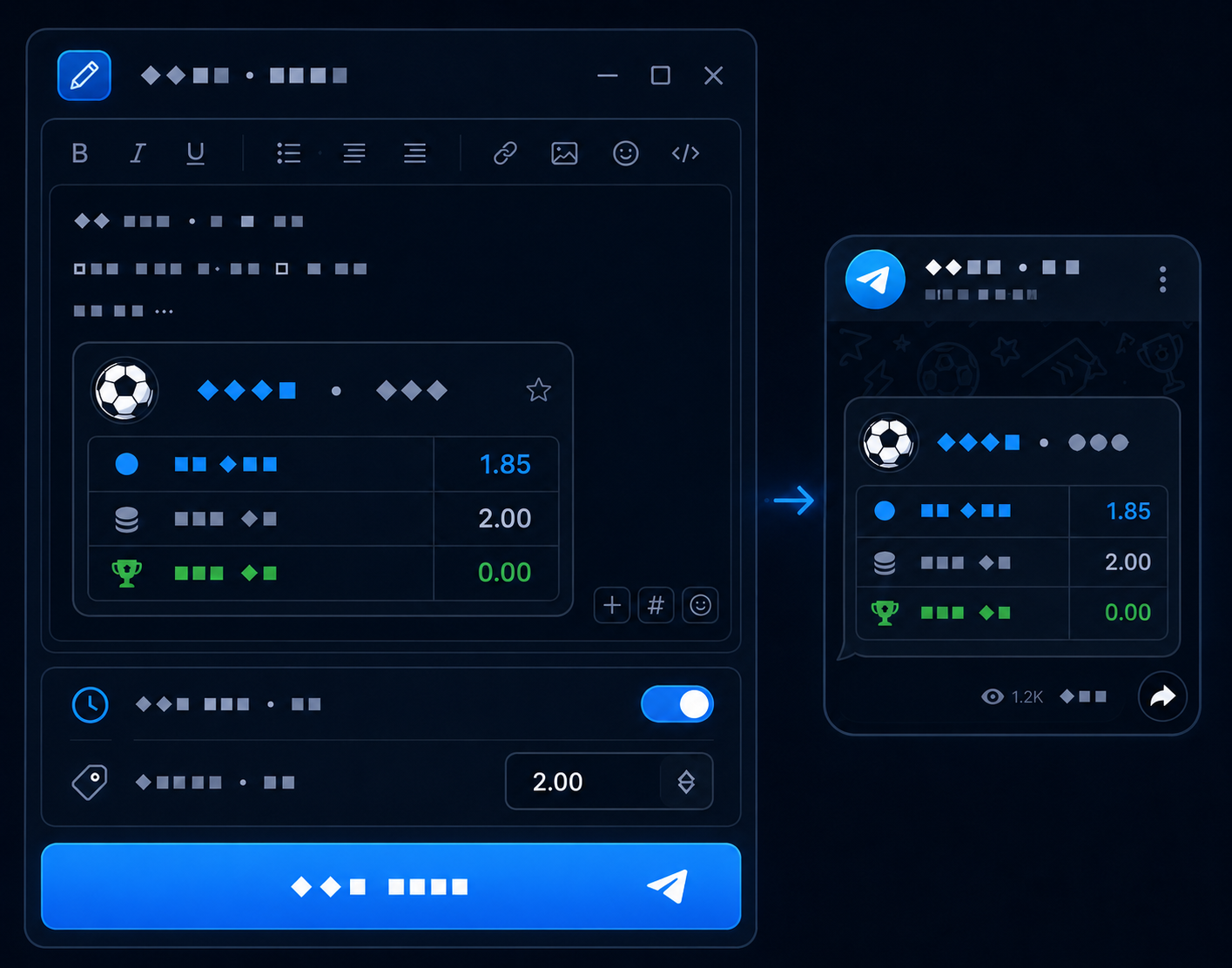 Publishing sports picks on Telegram